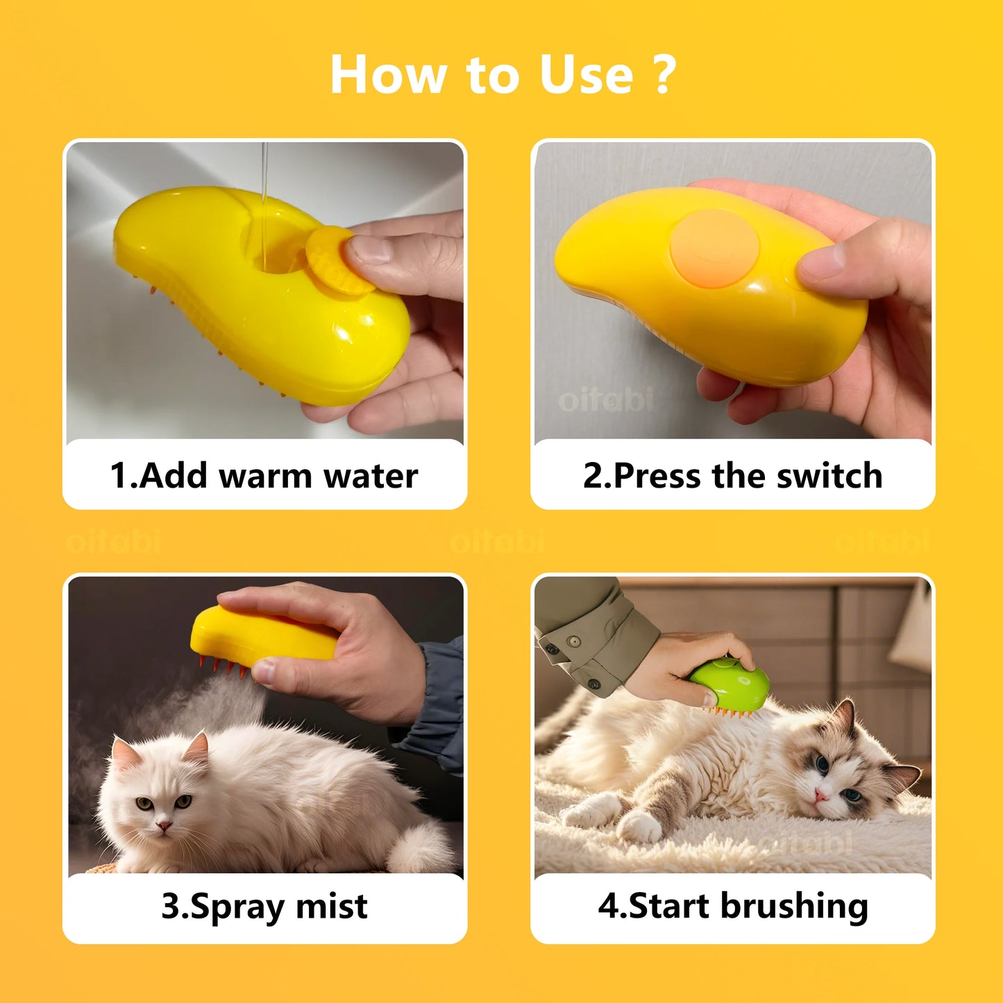 🐾 Pet Steam Brush 💨✨ Grooming & Hair Removal for Dogs & Cats