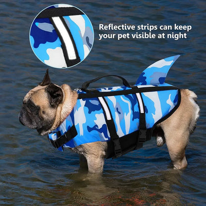 🦈🐶 Pet Dog Life Jacket Swimming Vest & Harness