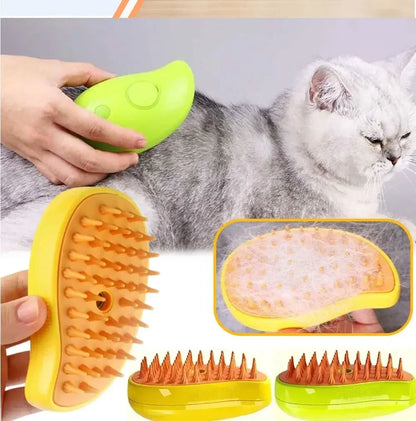 🌫️🐾 3-in-1 Steam Pet Brush Groom, Massage & De-Shed