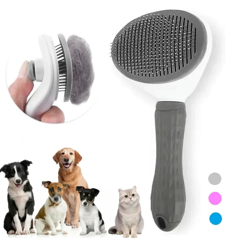 🐶🐱 Self-Cleaning Pet Brush Hair Remover & Grooming Comb