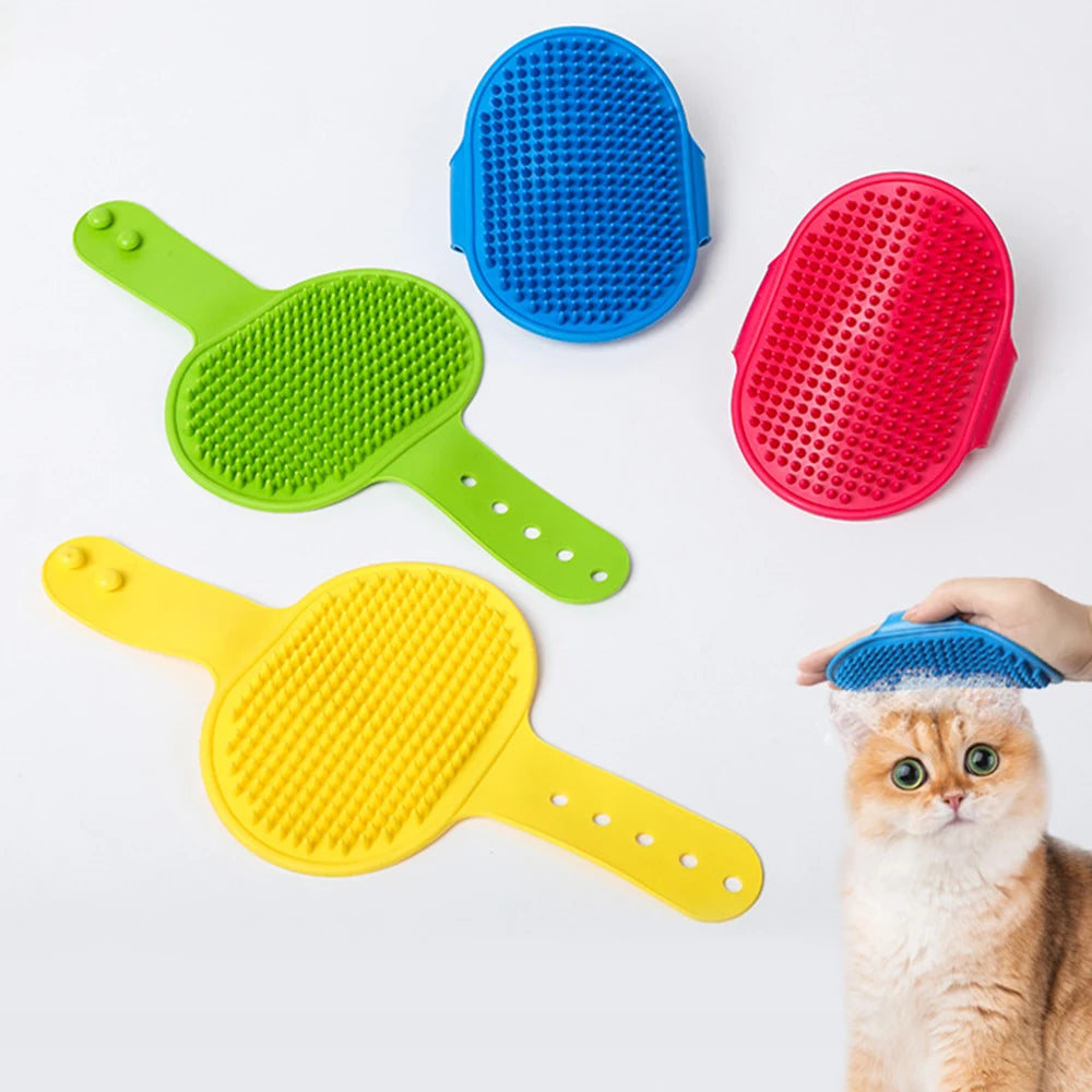 🛁🐾 Soft Rubber Pet Bath Brush Grooming & Massage Comb for Cats & Dogs