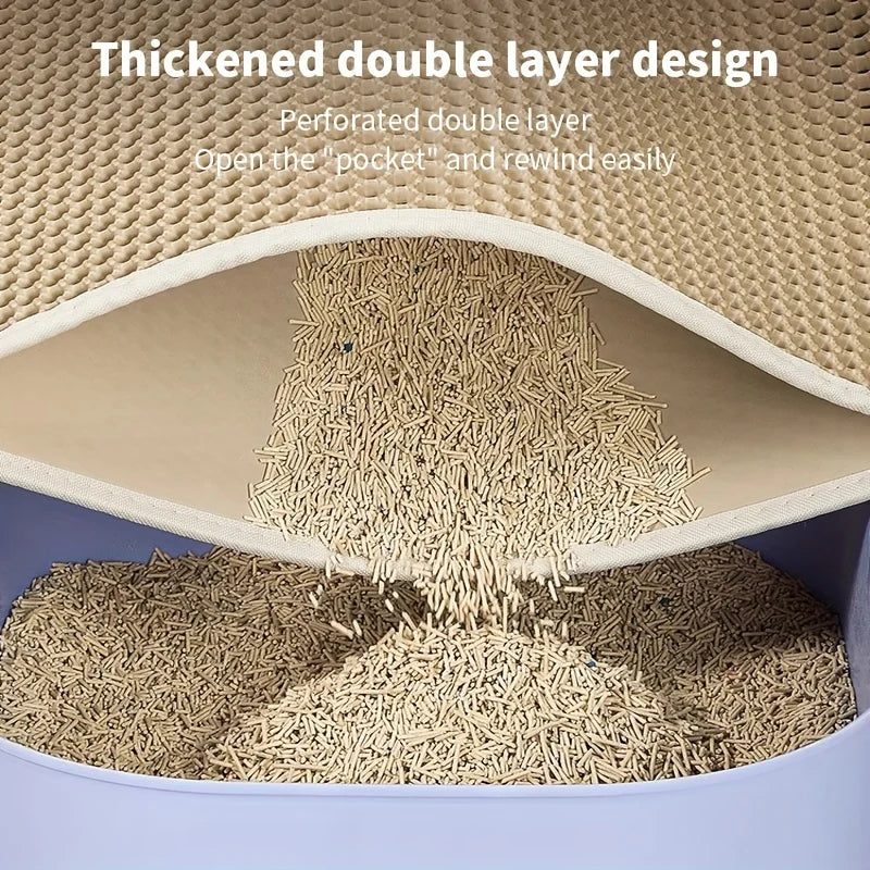 🐾 Large Cat Litter Mat Honeycomb Waterproof Design
