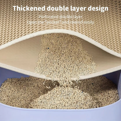 🐾 Large Cat Litter Mat Honeycomb Waterproof Design