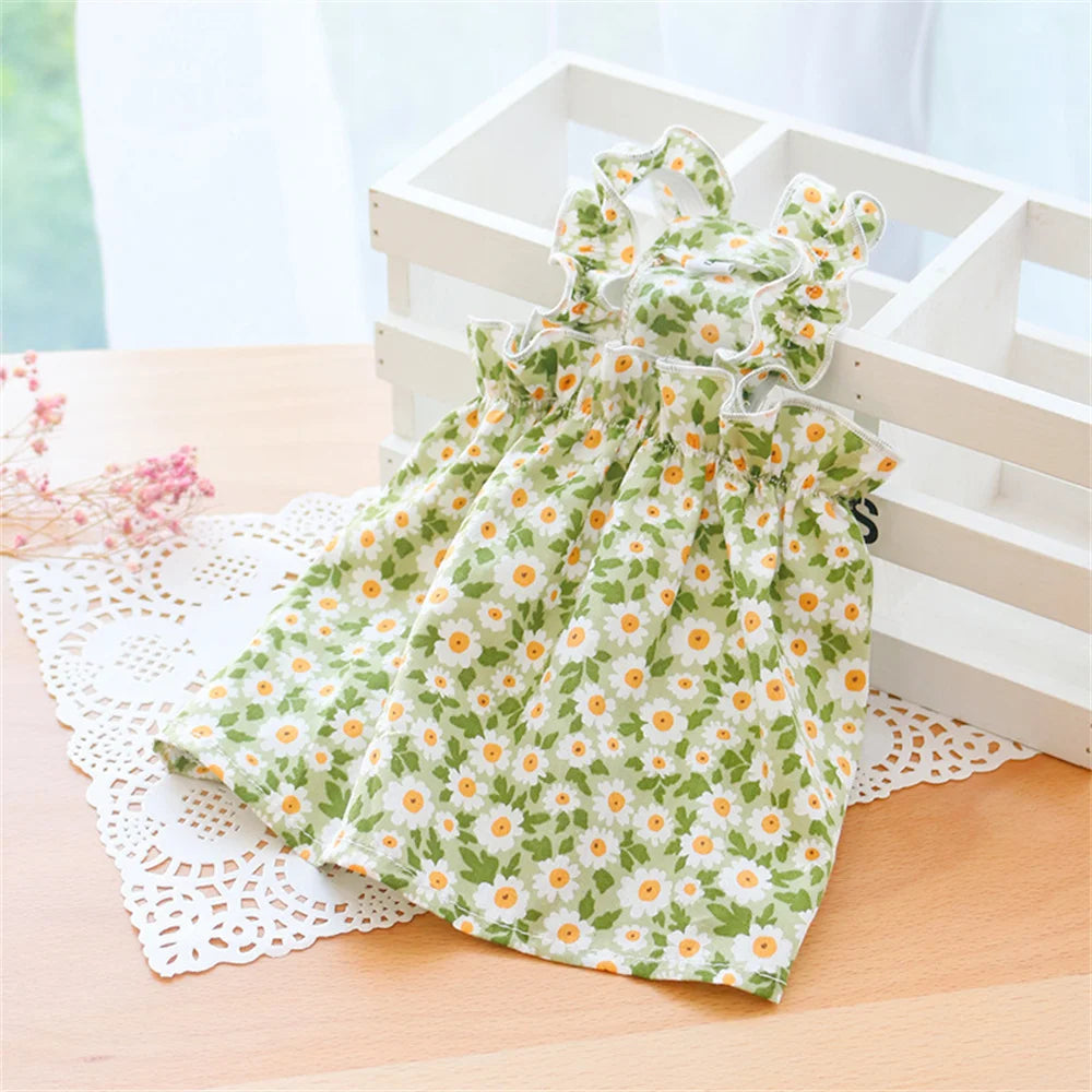 🌸😺 Summer Cat Dress Cotton Suspender Princess Outfit