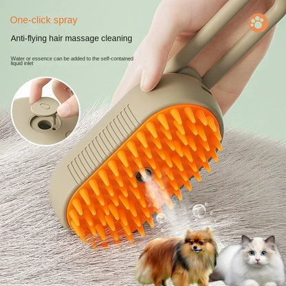 🌫️🐾 3-in-1 Steamy Pet Brush Groom, Massage & De-Shed