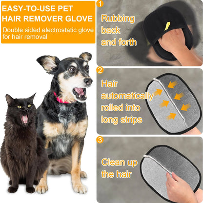 🧤 Pet Grooming Gloves 🐾✨ Double-Sided for Cats & Dogs