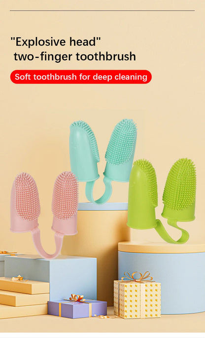 🦷🐾 Dual Finger Pet Toothbrush Dog & Cat Oral Care