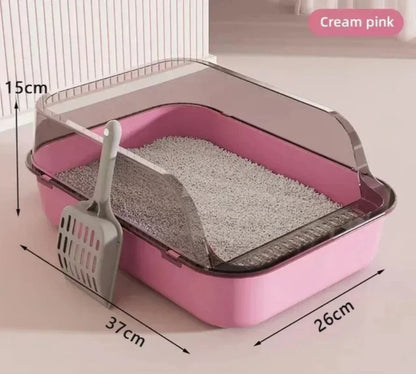 😺🛏️ Semi-Enclosed Cat Litter Box Splashproof Kitten Tray