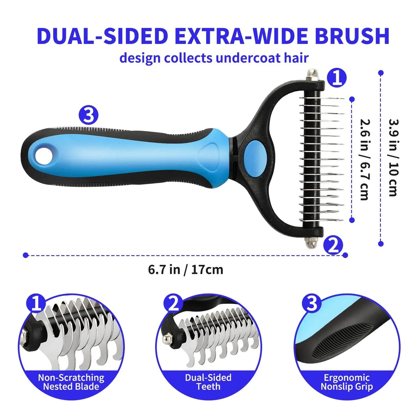 🐾 Pet Deshedding Brush ✂️ Hair Remover & Knot Cutter for Cats & Dogs