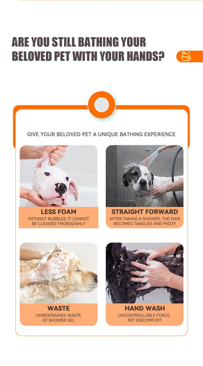 🛁🐾 Dog & Cat Bathing Brush Silicone Massage & Shampoo Dispenser