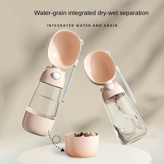 🐶🐱 Portable Pet Water Bottle 💧🍖 Travel Cup with Food Dispenser