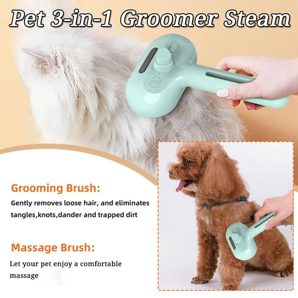 🌫️🐶 Steam Grooming Brush Luxury Dog Hair & Massage Tool