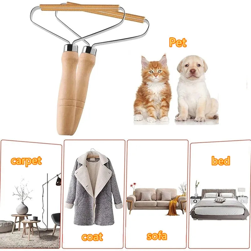 🧹🐾 Portable Fabric Hair Remover Double-Sided Clothes & Carpet Shaver