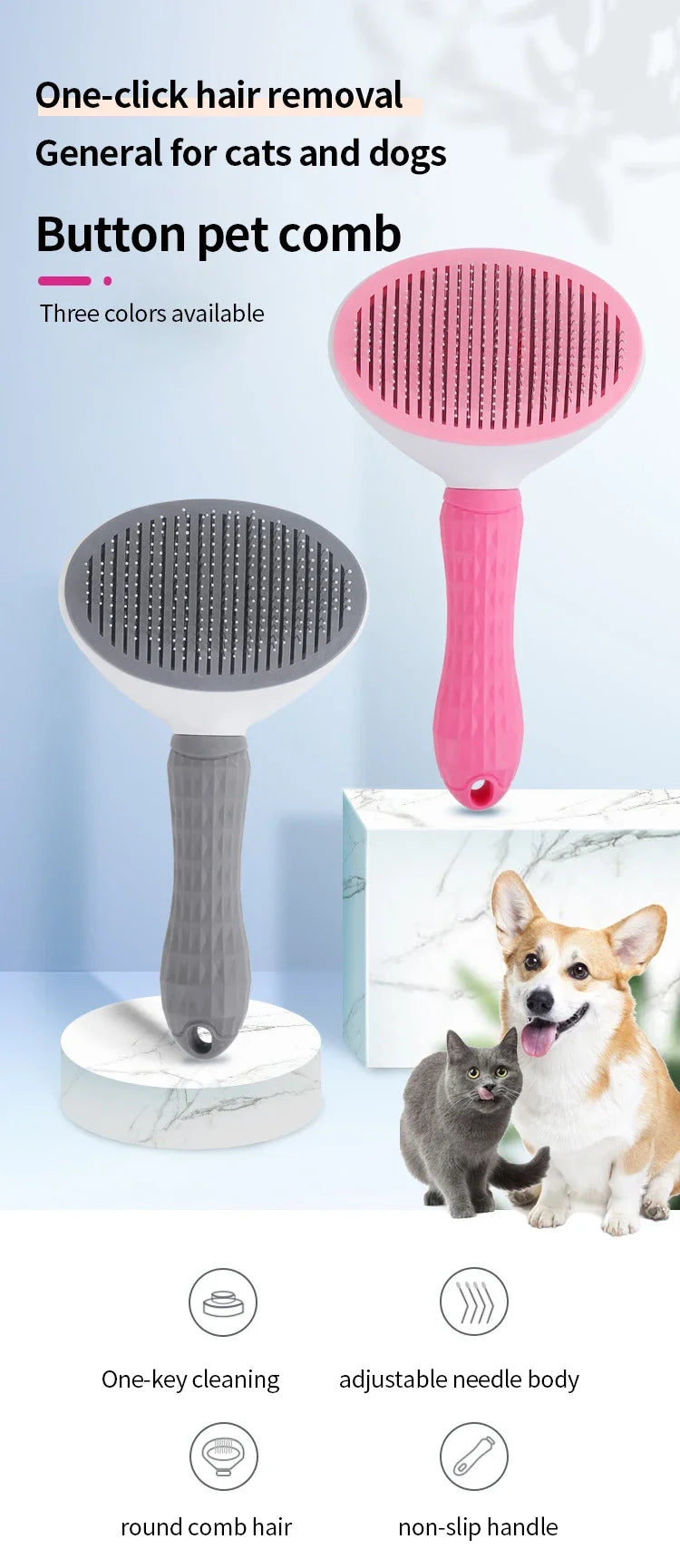 🐾 Stainless Steel Pet Brush & Comb  Grooming for Cats & Dogs