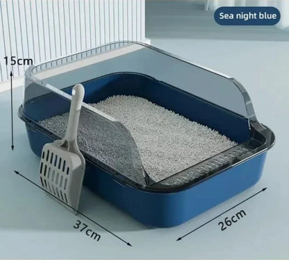 😺🛏️ Semi-Enclosed Cat Litter Box Splashproof Kitten Tray
