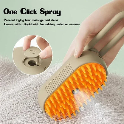 🌫️🐾 3-in-1 Steamy Pet Brush Groom, Massage & De-Shed