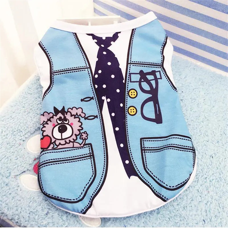 👕🐾 Cartoon Dog T-Shirt Summer Soft Vest for Puppies & Small Dogs