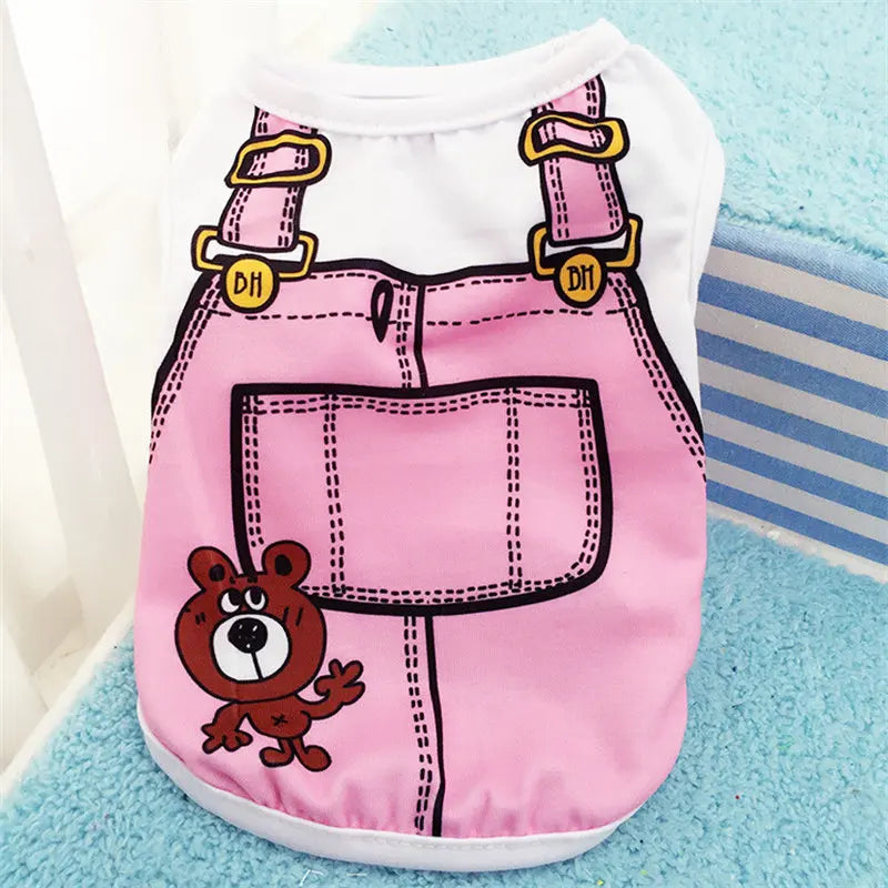 👕🐾 Cartoon Dog T-Shirt Summer Soft Vest for Puppies & Small Dogs