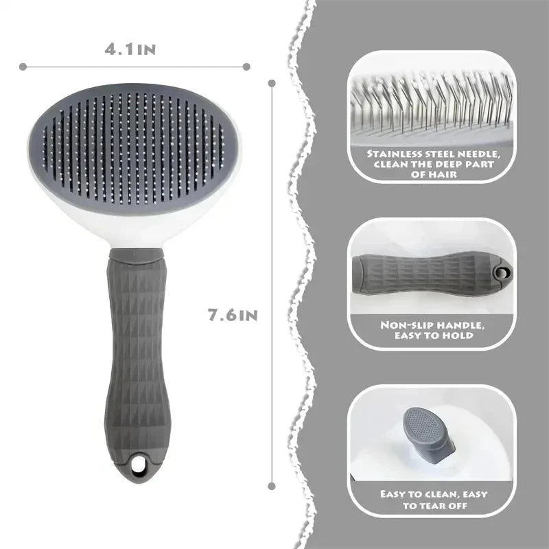🐶🐱 Self-Cleaning Pet Brush Hair Remover & Grooming Comb