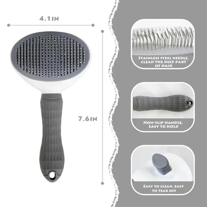 🐶🐱 Self-Cleaning Pet Brush Hair Remover & Grooming Comb