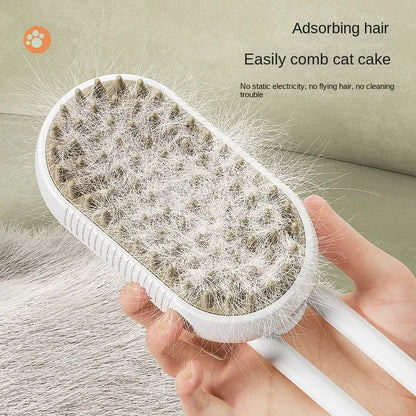 🌫️🐾 3-in-1 Steamy Pet Brush Groom, Massage & De-Shed