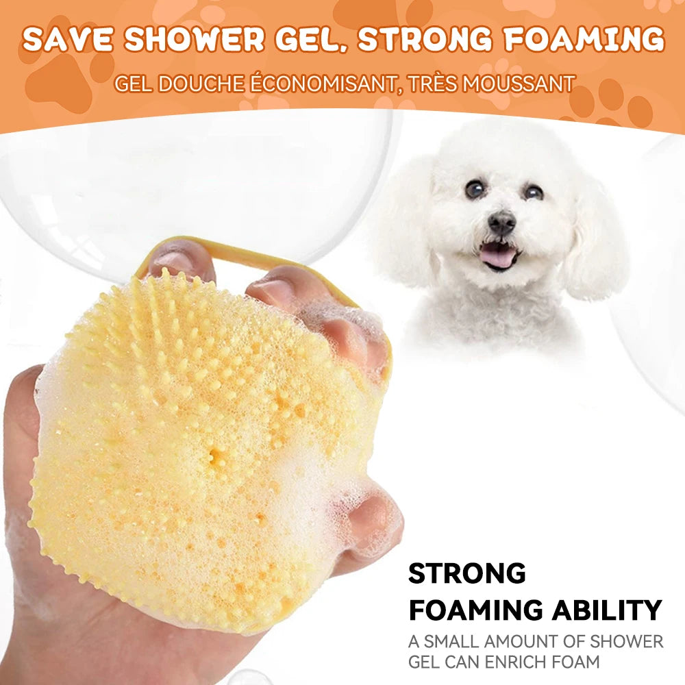 🛁🐾 Dog & Cat Bathing Brush Silicone Massage & Shampoo Dispenser
