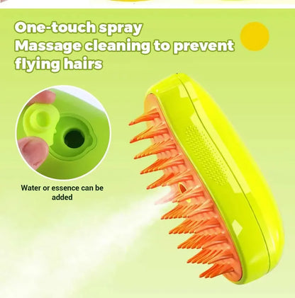🌫️🐾 3-in-1 Steam Pet Brush Groom, Massage & De-Shed