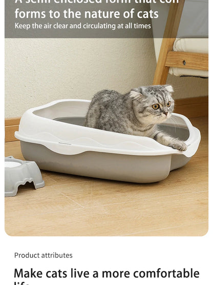 😺 Semi-Enclosed Cat Litter Box 🚽✨ Spatter-Proof & Easy Clean
