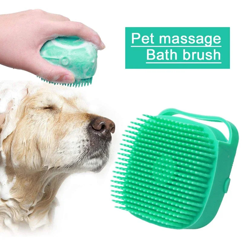 🛁🐾 Pet Shampoo Brush Silicone Massage & Grooming Comb