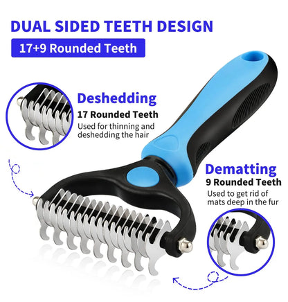 🐾 Pet Deshedding Brush ✂️ Hair Remover & Knot Cutter for Cats & Dogs