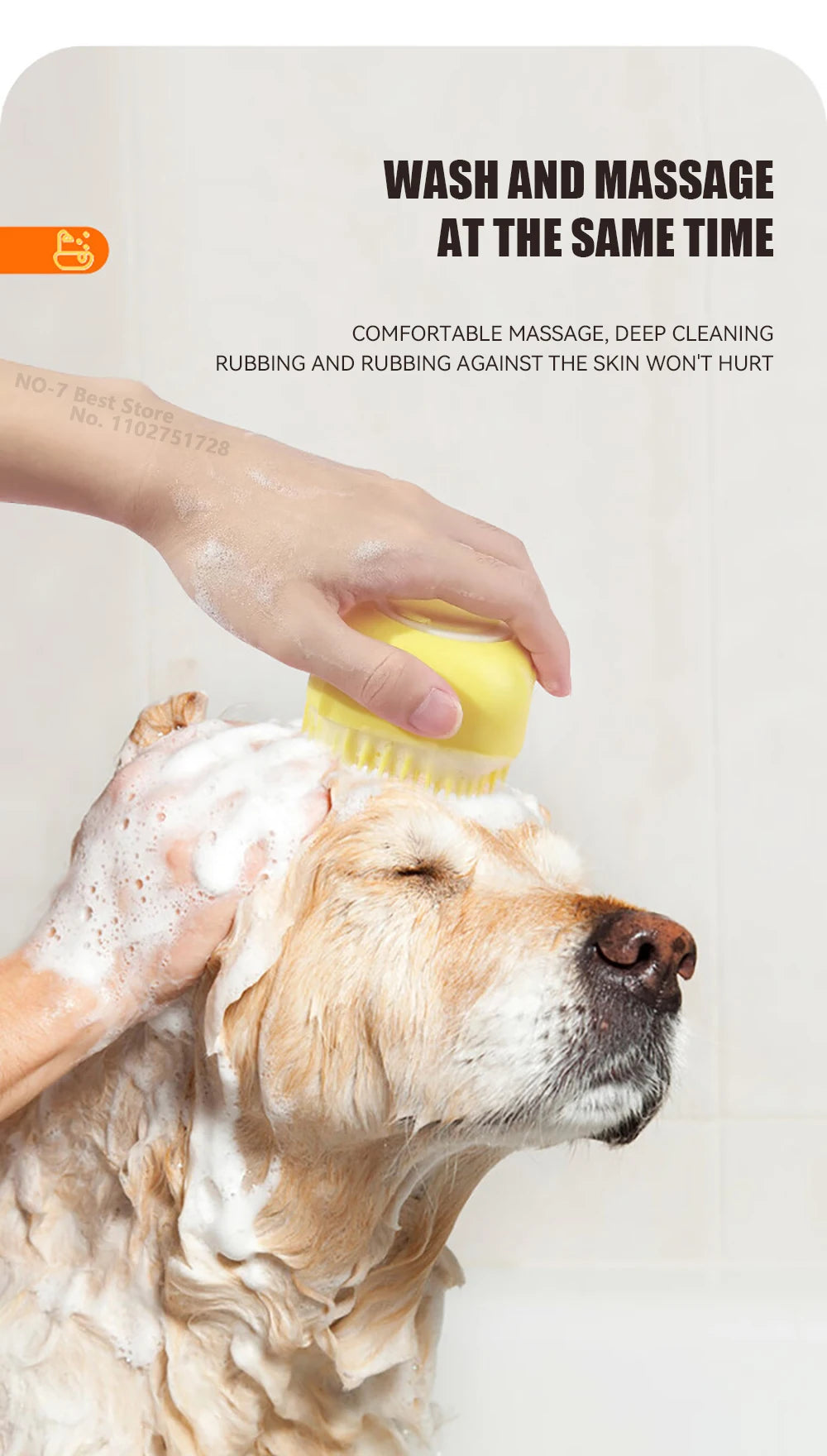 🛁🐾 Dog & Cat Bathing Brush Silicone Massage & Shampoo Dispenser
