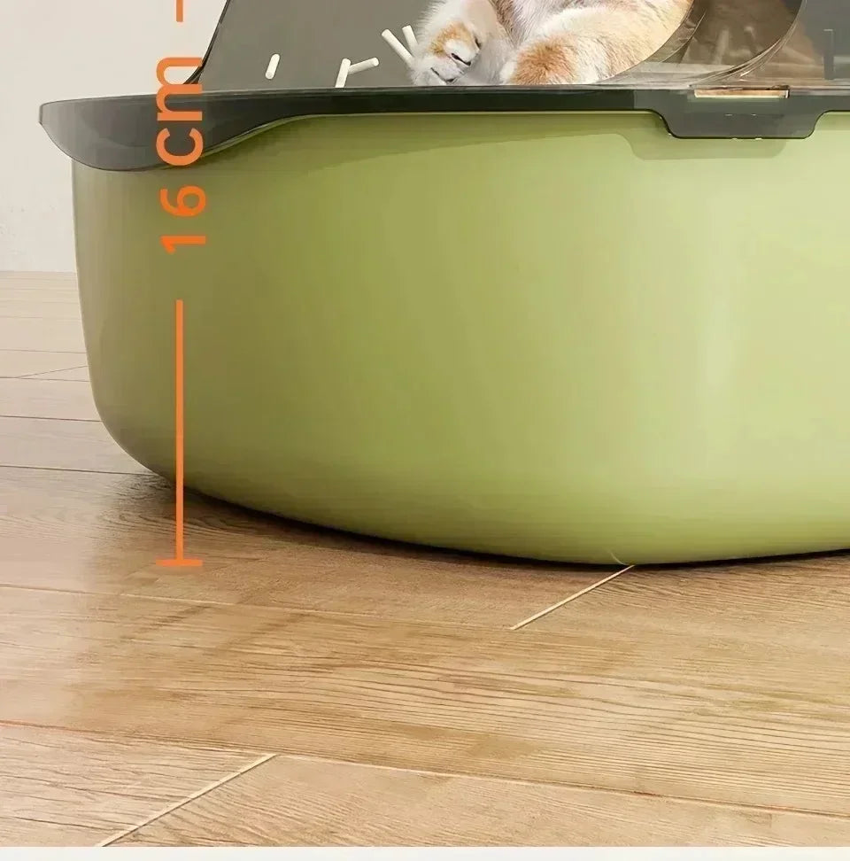 😺🐾 Semi-Enclosed Cat Litter Box Splashproof Tray