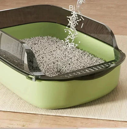 😺🐾 Semi-Enclosed Cat Litter Box Splashproof Tray