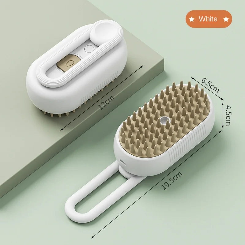 🌫️🐾 3-in-1 Steamy Pet Brush Groom, Massage & De-Shed