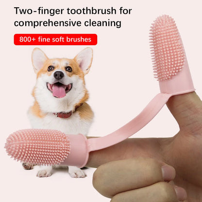 🦷🐾 Dual Finger Pet Toothbrush Dog & Cat Oral Care