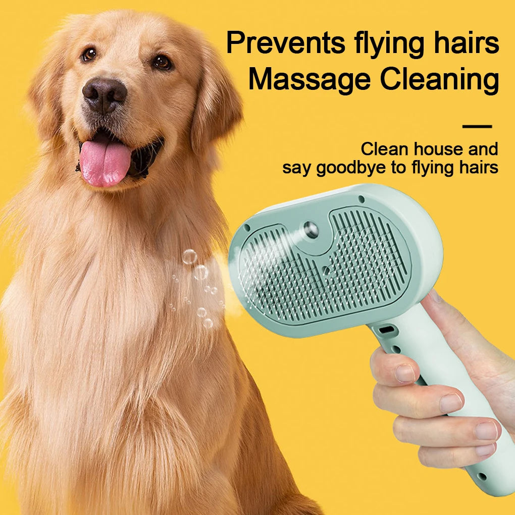 🌫️🐶 Steam Grooming Brush Luxury Dog Hair & Massage Tool