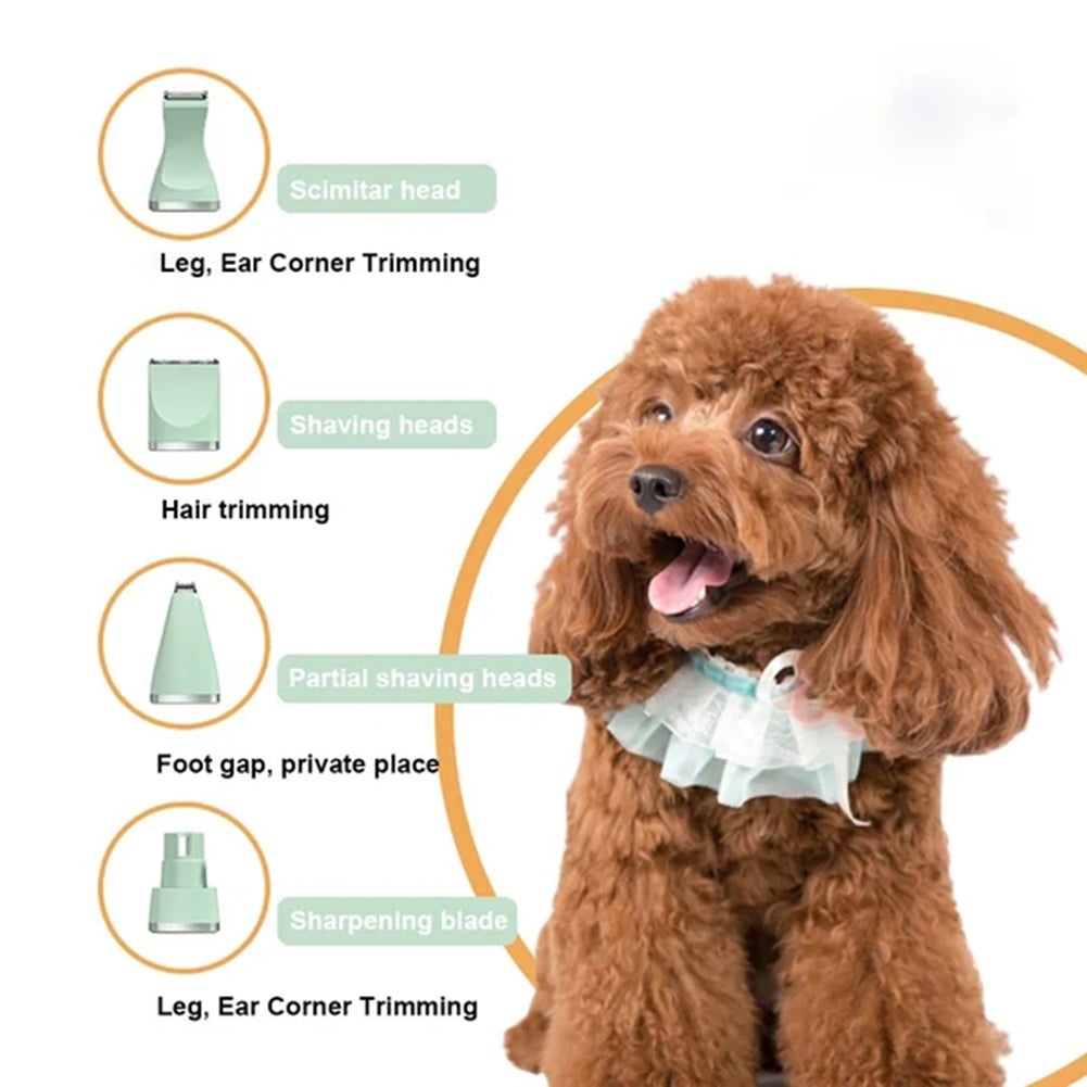🐾 4-in-1 Pet Grooming Kit ✂️🔋 Clippers, Trimmer & Shaver (USB Rechargeable)