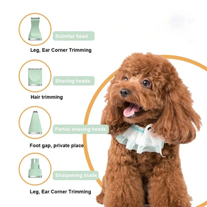 🐾 4-in-1 Pet Grooming Kit ✂️🔋 Clippers, Trimmer & Shaver (USB Rechargeable)