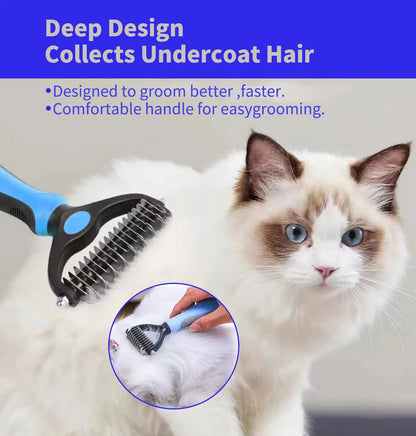 🐾 Pet Deshedding Brush ✂️ Hair Remover & Knot Cutter for Cats & Dogs