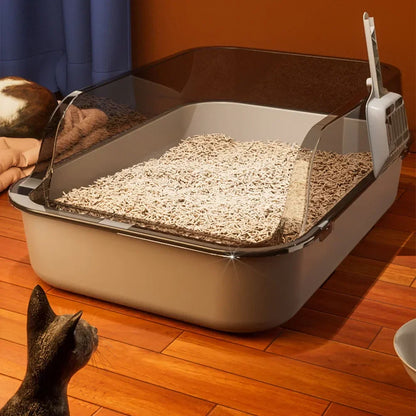 😺🐾 Semi-Enclosed Cat Litter Box Splashproof Tray