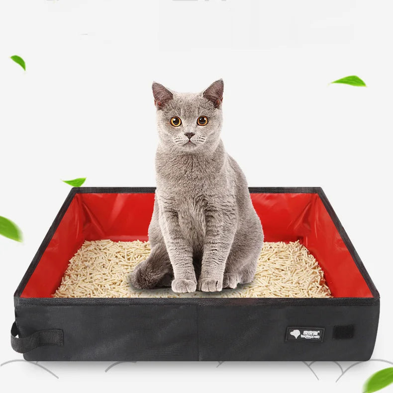 🐾 Foldable Pet Litter Box 🧳✨ Portable & Waterproof Travel Toilet