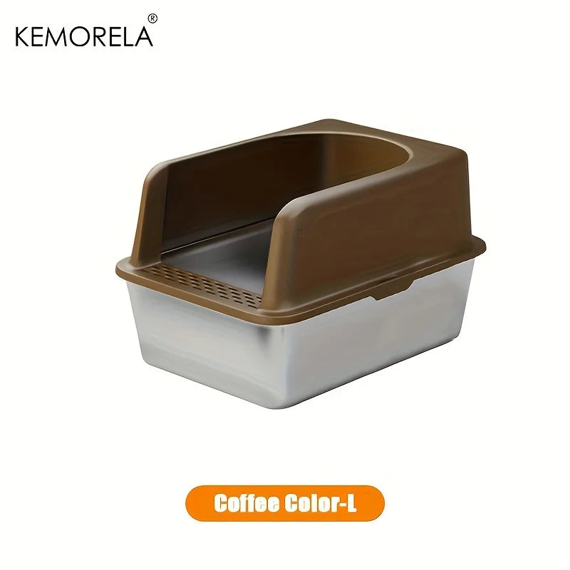 😺 XL Stainless Steel Cat Litter Box  High-Sided, Odor-Free & Durable
