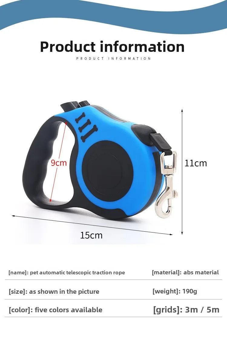 🐾 Durable Retractable Dog & Cat Leash 3m/5m Nylon Lead