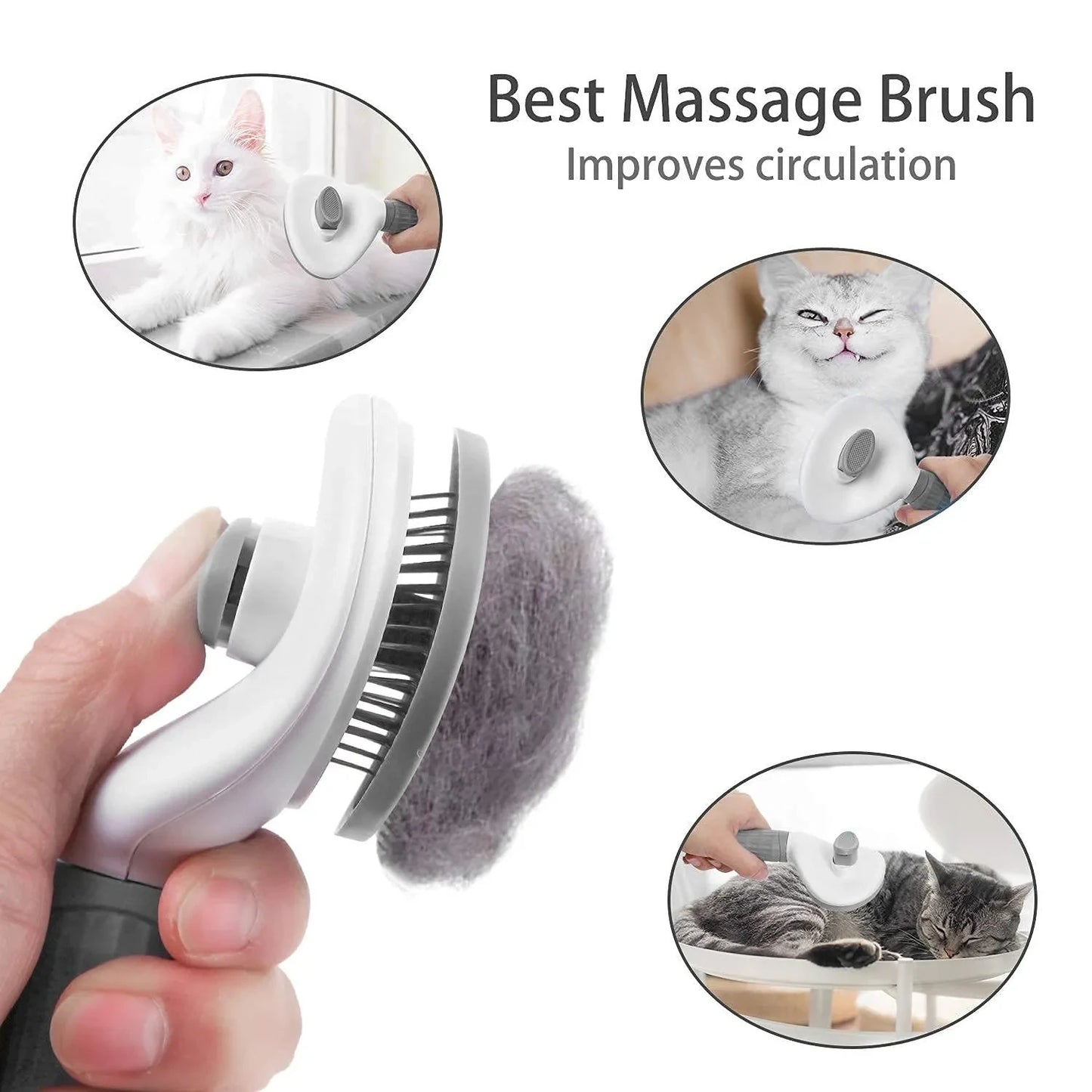 🐶🐱 Self-Cleaning Pet Brush Hair Remover & Grooming Comb