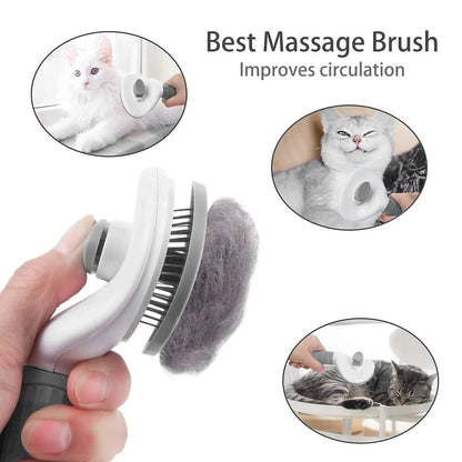 🐶🐱 Self-Cleaning Pet Brush Hair Remover & Grooming Comb