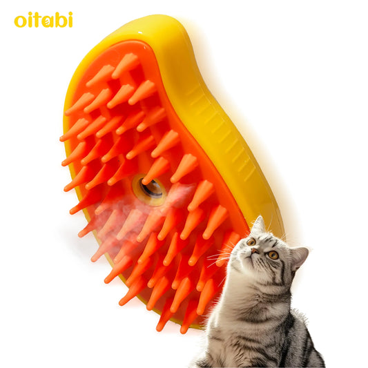 🐾 Pet Steam Brush 💨✨ Grooming & Hair Removal for Dogs & Cats