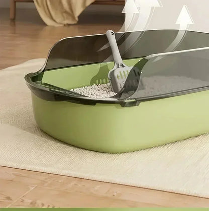 😺🐾 Semi-Enclosed Cat Litter Box Splashproof Tray