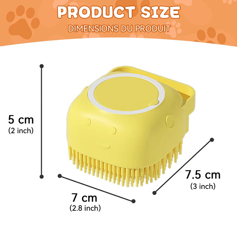🛁🐾 Dog & Cat Bathing Brush Silicone Massage & Shampoo Dispenser