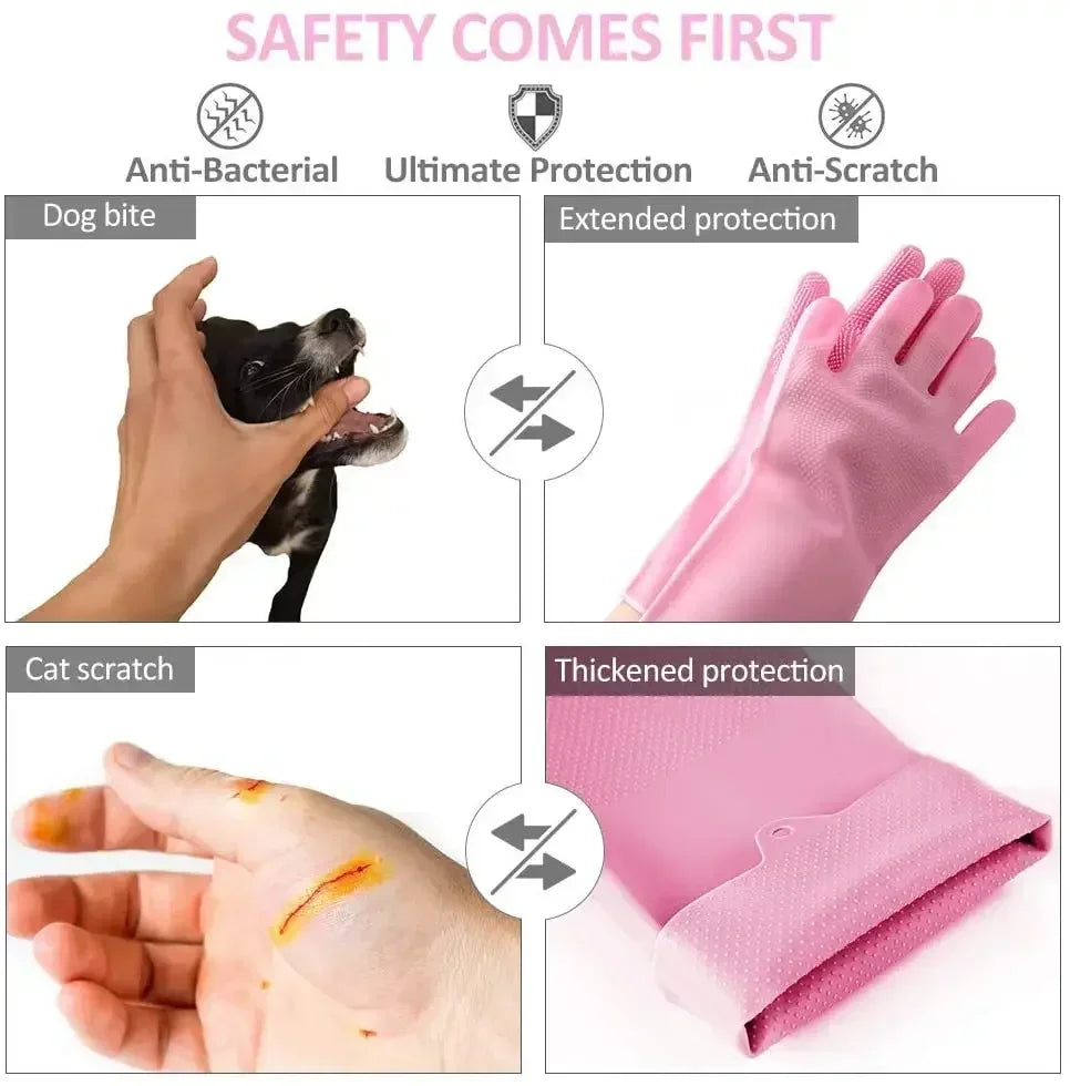 🧤🐾 Pet Grooming & Bathing Gloves Hair Removal & Massage