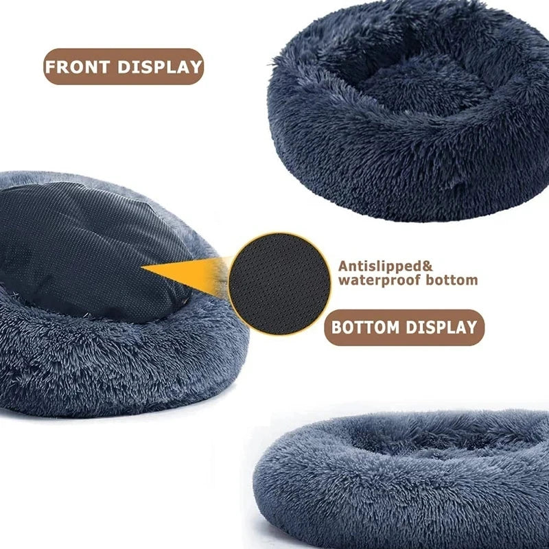 😺🛏️ Plush Donut Cat Bed Super Soft & Washable